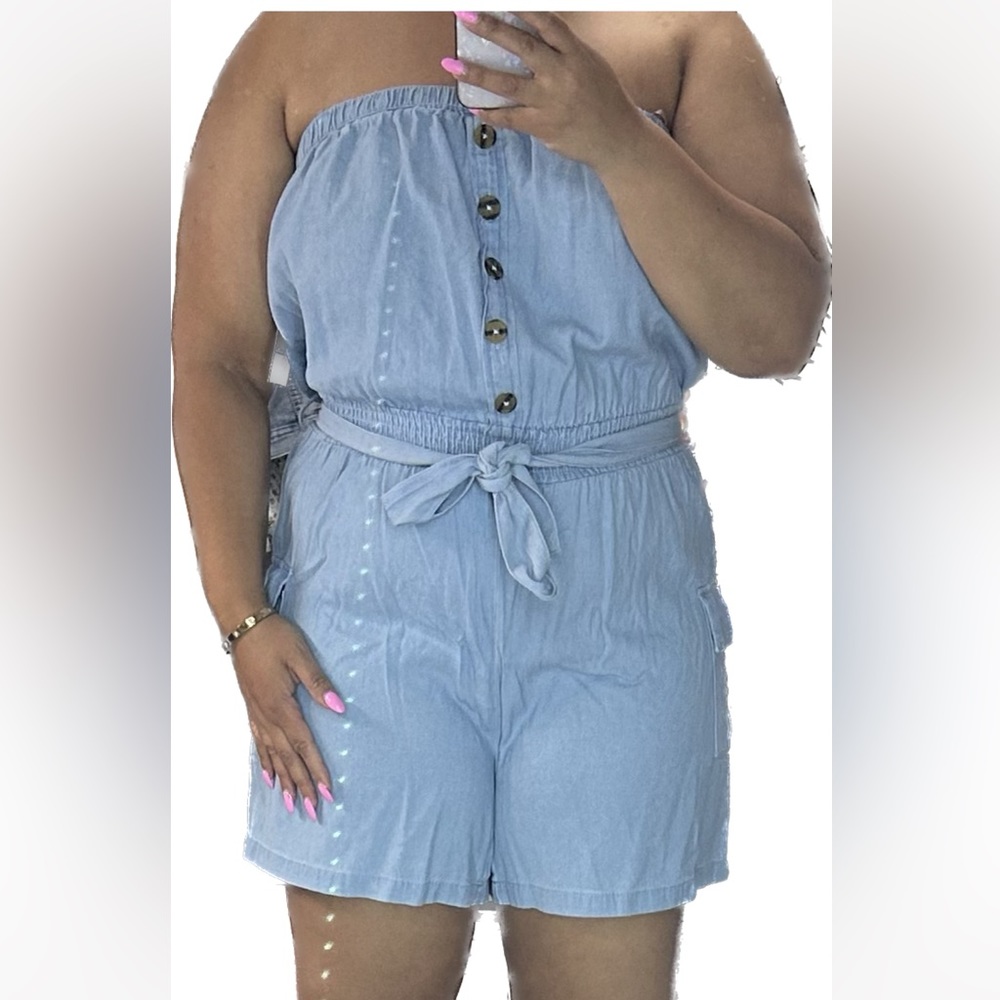 denim romper - Picture 3 of 3